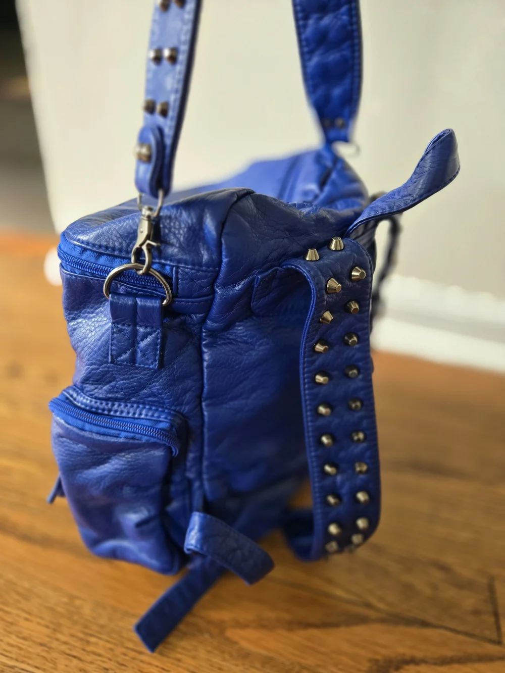 Blue Leather Women's Backpack